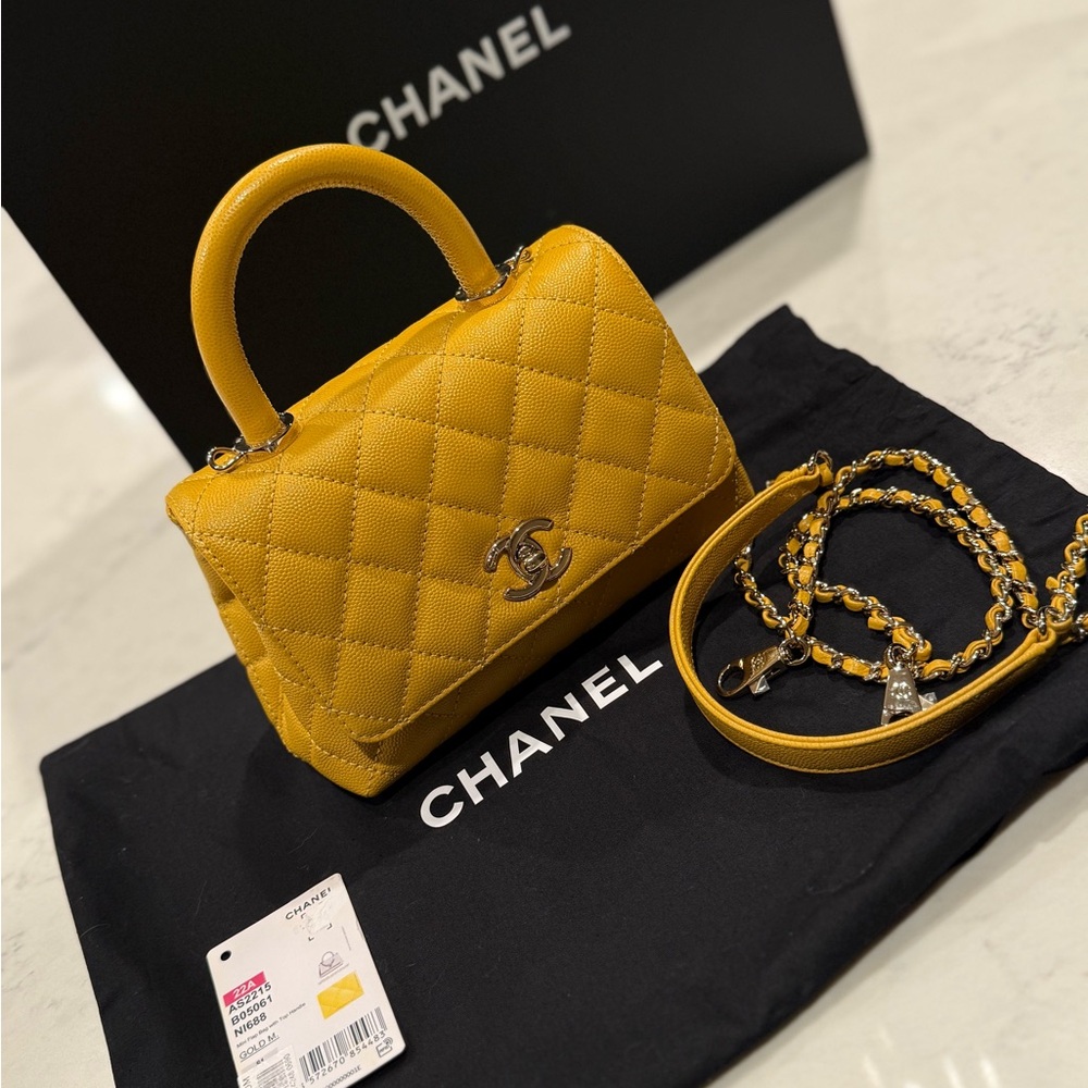 Chanel Yellow Quilted Handbag